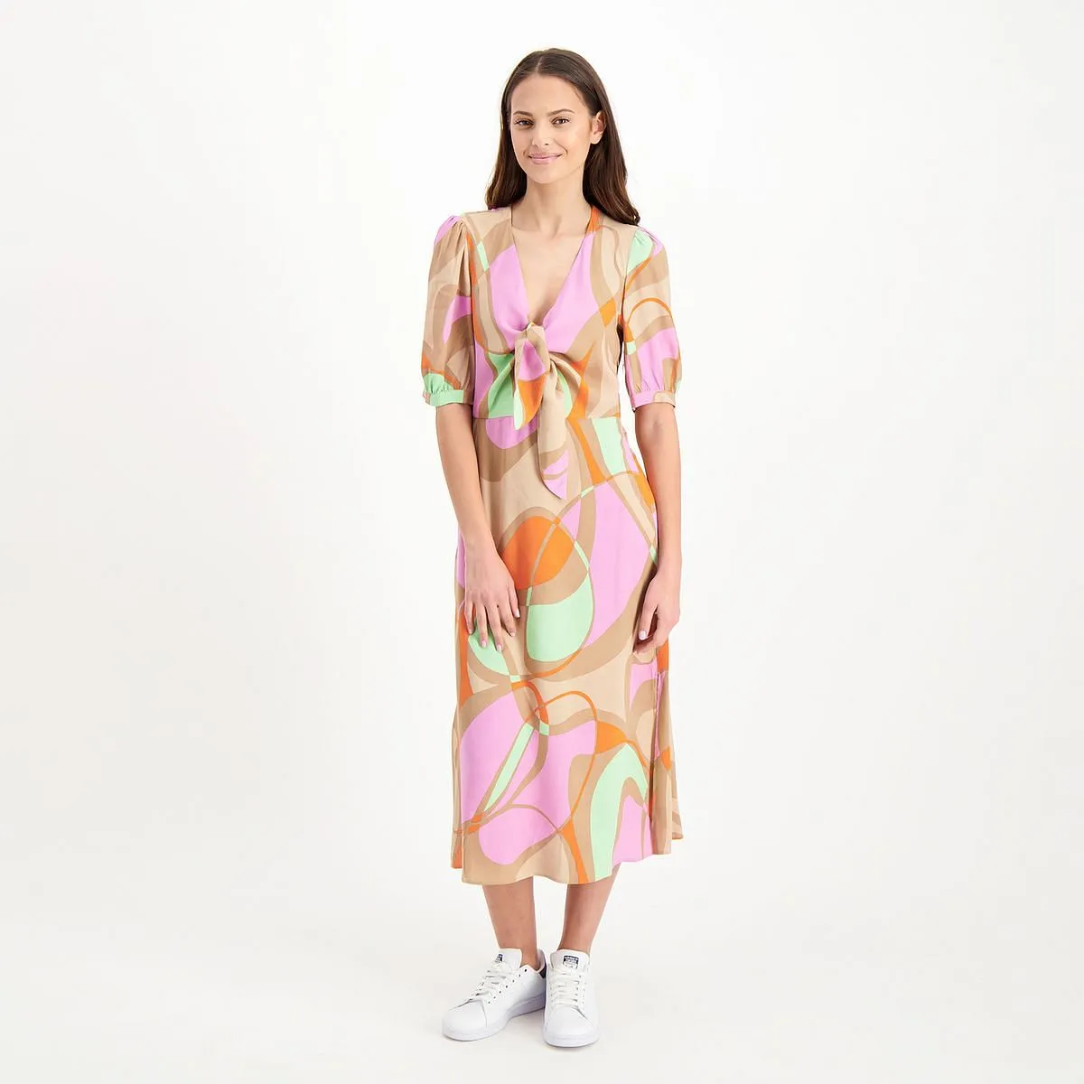      EMME MARELLA ABITO CON FIOCCO IN FANTASIA PAVONE DONNA  