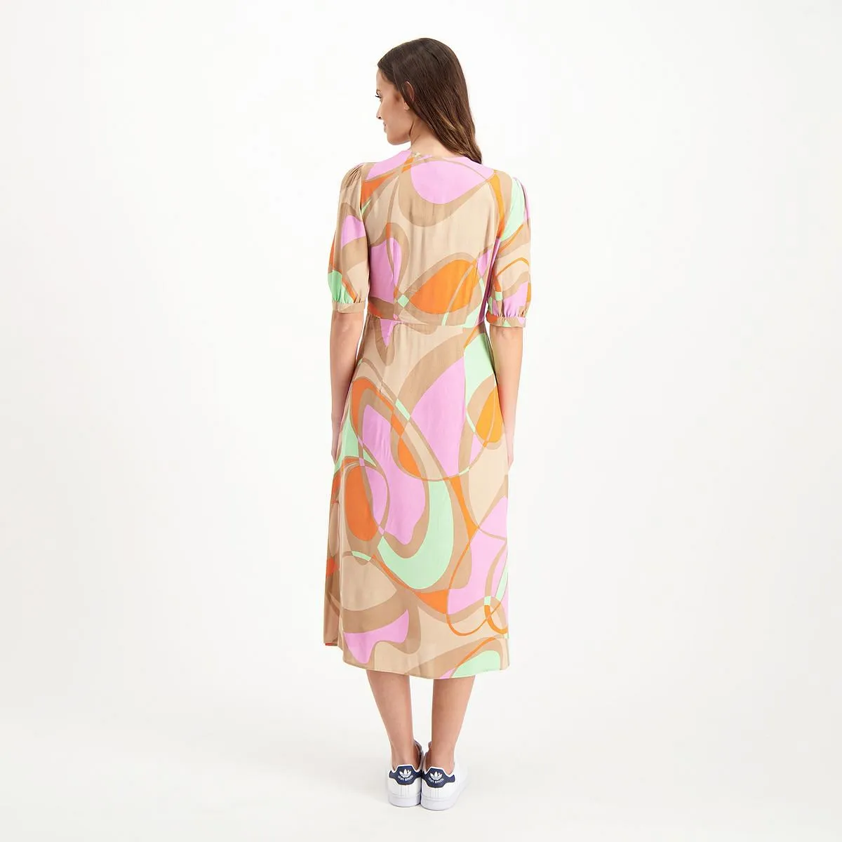     EMME MARELLA ABITO CON FIOCCO IN FANTASIA PAVONE DONNA  