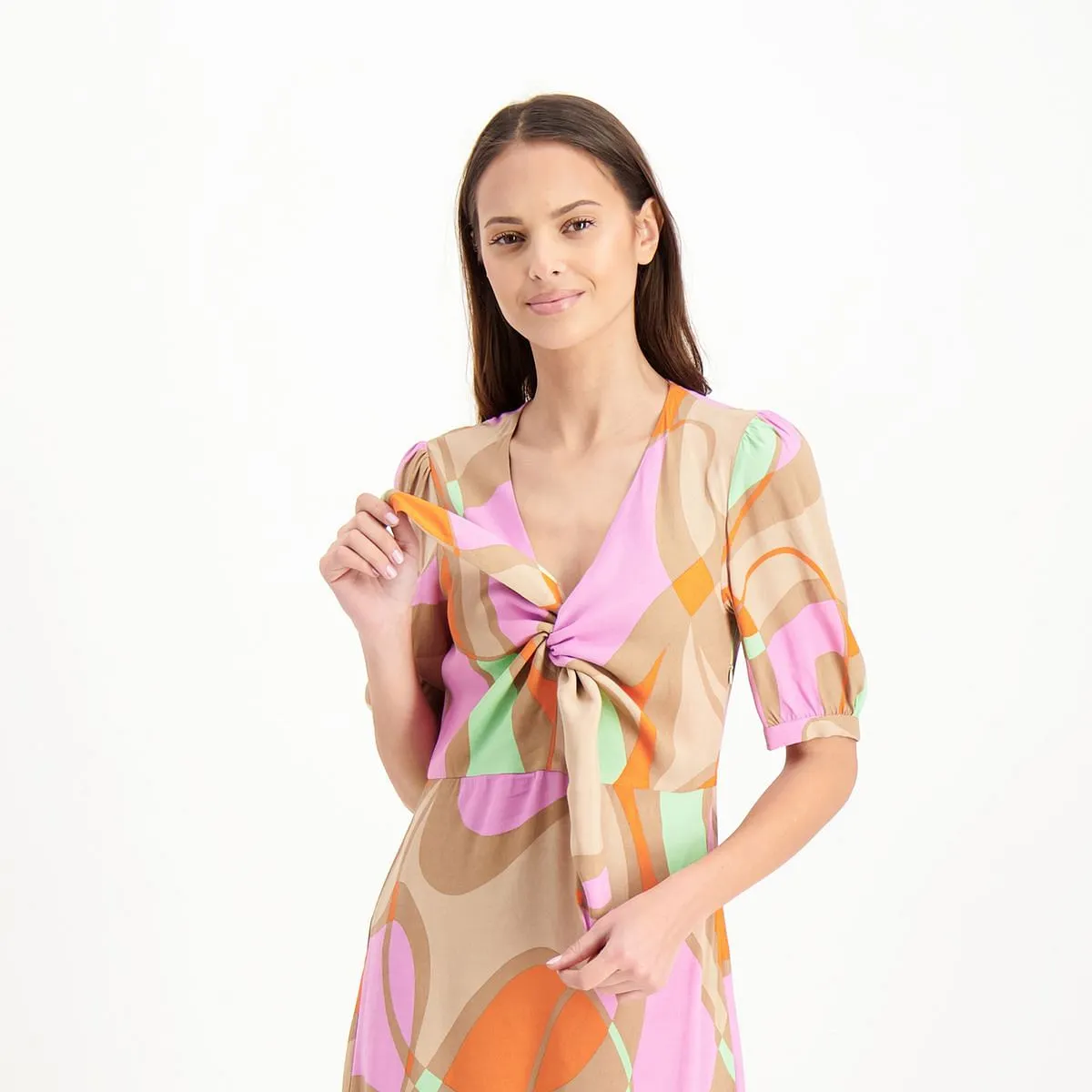      EMME MARELLA ABITO CON FIOCCO IN FANTASIA PAVONE DONNA  