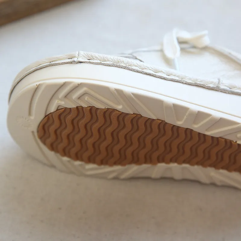 Scarpe casual da donna con suola spessa in pelle retrò